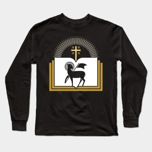 Lamb of God on the background of the open book of life. Long Sleeve T-Shirt